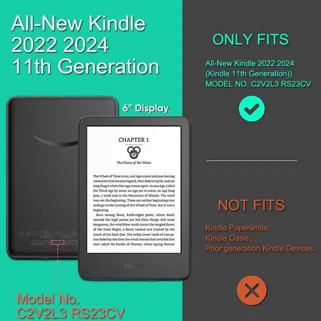 Alt view image 2 of 7 - WERLEO Compatible with 6" New Kindle 11th Generation Case 2024/2022 Release, Lightweight PU Leather Hard Plastic Cover with Smart Auto Wake/Sleep for Amazon Kindle 11th Generation 2024/2022 Pink