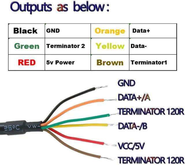 Alt view image 5 of 7 - WERLEO USB to RS485-WE Serial Cable, RS485-WE-1800-BT UART Serial Converter Cable,USB-RS485-WE Wire End,6 Way,1.8m/6ft