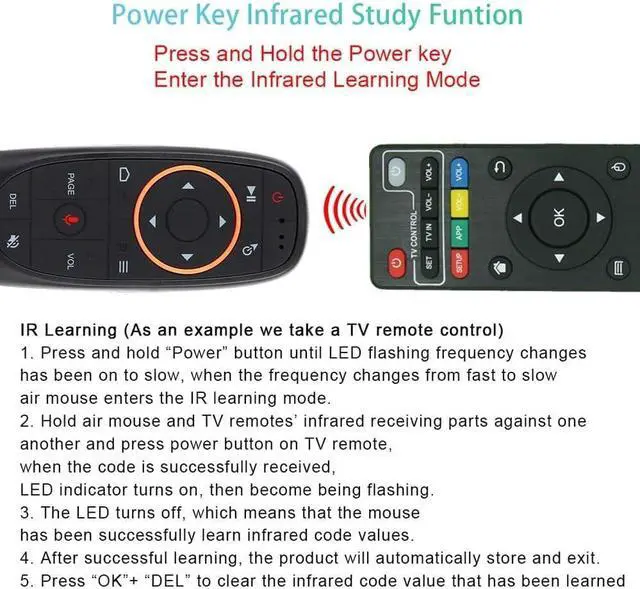Alt view image 4 of 7 - WERLEO Air Mouse Remote Control, 2.4 GHz Wireless Voice Remote Control with IR Learning, Wireless Connection via USB Receiver Air Mouse for PC Android TV Box Laptop Projector Windows Android Mac OS