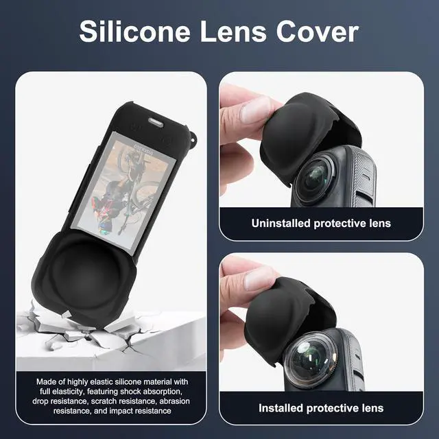 Alt view image 5 of 7 - BONAEVER Protection Accessories Kit Only for Insta 360 X5 Optical 2PCS Tempered Glass Screen Protector+Rubber Lens Cap+Silicone Rubber Protective Case+Silicone Support Base Mount Insta 360x5 Accessory