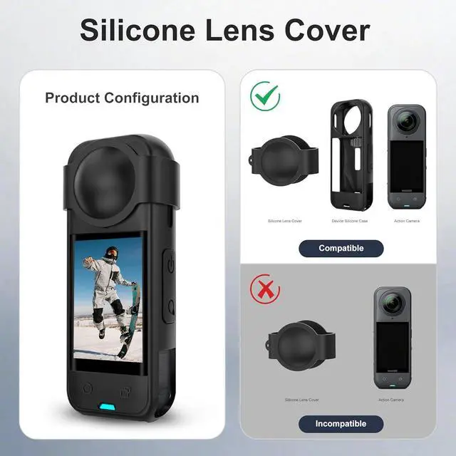 Alt view image 7 of 7 - BONAEVER Protection Accessories Kit Only for Insta 360 X5 Optical 2PCS Tempered Glass Screen Protector+Rubber Lens Cap+Silicone Rubber Protective Case+Silicone Support Base Mount Insta 360x5 Accessory