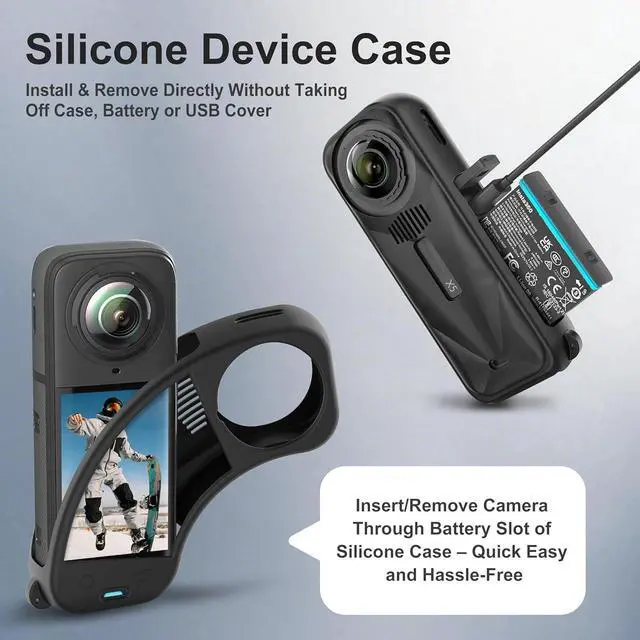 Alt view image 6 of 7 - BONAEVER Protection Accessories Kit Only for Insta 360 X5 Optical 2PCS Tempered Glass Screen Protector+Rubber Lens Cap+Silicone Rubber Protective Case+Silicone Support Base Mount Insta 360x5 Accessory