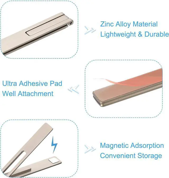 Alt view image 2 of 7 - WERLEO Cell Phone Kickstand, Horizontal & Vertical Desk Stand, Magnetic Foldable Phone Stand for Most Phones, Phone Cases, Tablets, Silver Tone