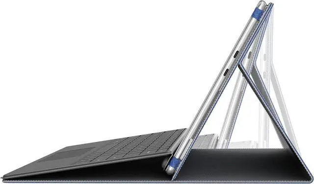 Alt view image 4 of 7 - WERLEO Laptop Case for Microsoft Surface Pro 1st Edition 12-inch, PU Leather Tablet Protective Cover with Multi-Angle Built-in Kickstand & Pen Holder Blue