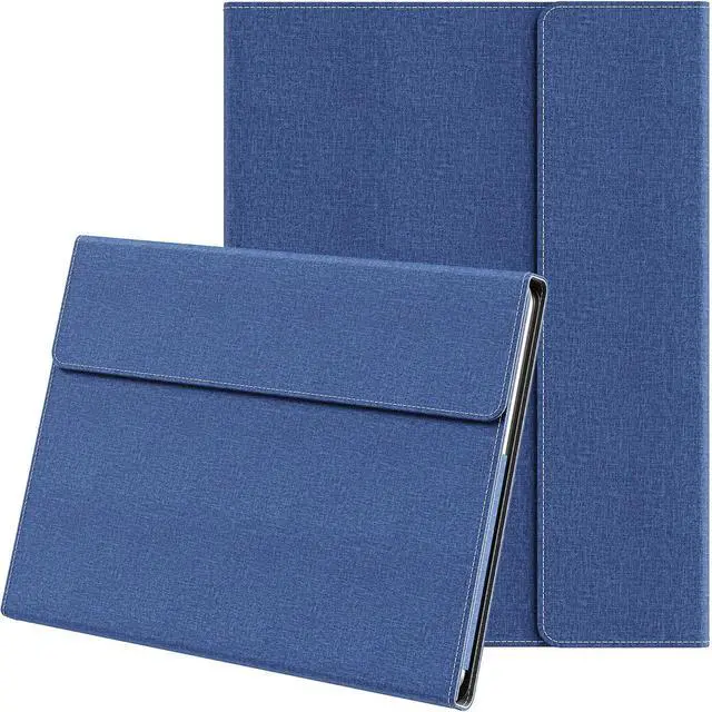 Main image of WERLEO Laptop Case for Microsoft Surface Pro 1st Edition 12-inch, PU Leather Tablet Protective Cover with Multi-Angle Built-in Kickstand & Pen Holder Blue