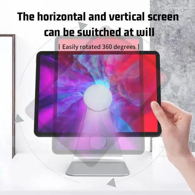 Alt view image 3 of 7 - WERLEO Magnetic Desktop Kickstand Holder for iPad Pro Air Mini and for iPhone Series, Universal Aluminium Alloy 360° Rotatable Bracket for All Tablets Phones Stepless Angle Adjustment Stand