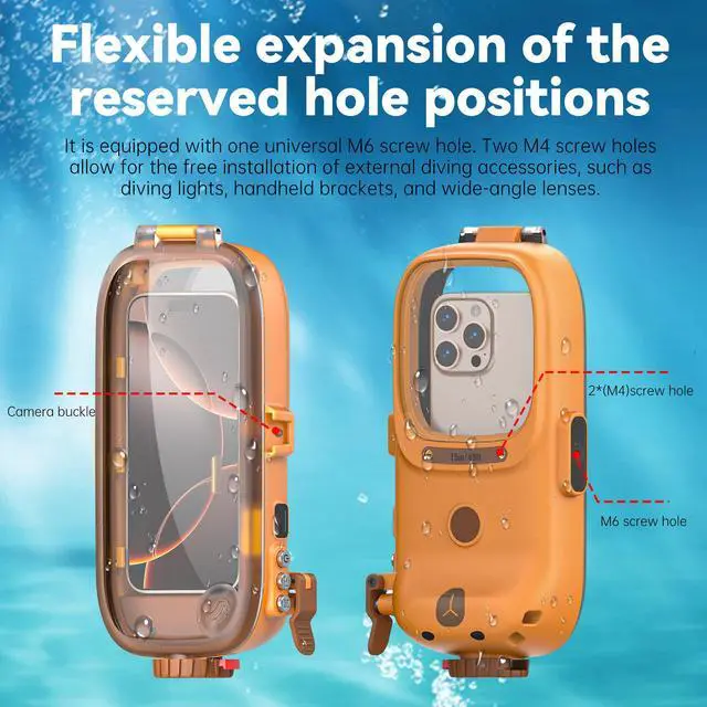 Alt view image 4 of 7 - WERLEO Underwater Snorkeling Diving Waterproof Phone Case for iPhone 17/16/15/14/13/12/11 Pro/Pro Max/XS/X Samsung Galaxy S25/S24/S23/S22/S21, Bluetooth Dive Waterproof Photo Video Cover