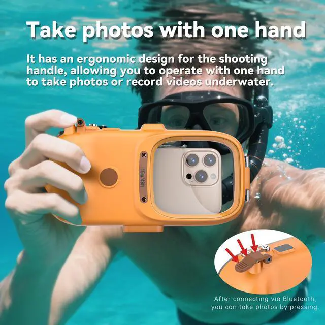 Alt view image 3 of 7 - WERLEO Underwater Snorkeling Diving Waterproof Phone Case for iPhone 17/16/15/14/13/12/11 Pro/Pro Max/XS/X Samsung Galaxy S25/S24/S23/S22/S21, Bluetooth Dive Waterproof Photo Video Cover