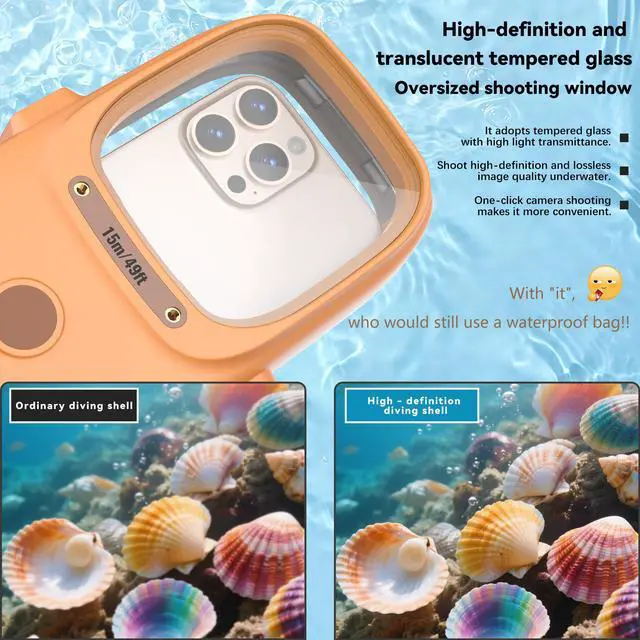 Alt view image 6 of 7 - WERLEO Underwater Snorkeling Diving Waterproof Phone Case for iPhone 17/16/15/14/13/12/11 Pro/Pro Max/XS/X Samsung Galaxy S25/S24/S23/S22/S21, Bluetooth Dive Waterproof Photo Video Cover