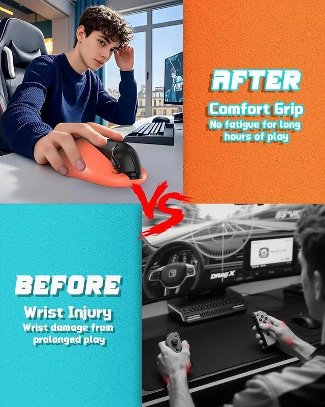 Alt view image 5 of 7 - WERLEO Game Mouse for Nintendo Switch 2 Joy-Con Controller, for Drag x Drive Gaming, Comfort Ergonomic Anti-Slip Hand Grips Kit Accessories for New Gen Switch 2 2025 7.9Inch, 2 Pack