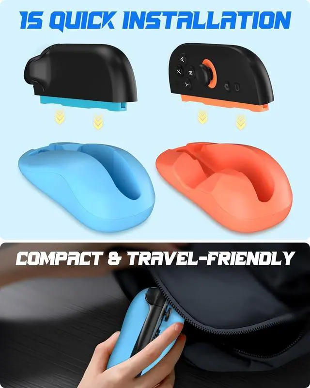 Alt view image 6 of 7 - WERLEO Game Mouse for Nintendo Switch 2 Joy-Con Controller, for Drag x Drive Gaming, Comfort Ergonomic Anti-Slip Hand Grips Kit Accessories for New Gen Switch 2 2025 7.9Inch, 2 Pack