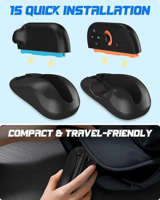Alt view image 4 of 7 - WERLEO Game Mouse for Nintendo Switch 2 Joy-Con Controller, for Drag x Drive Gaming, Comfort Ergonomic Anti-Slip Hand Grips Kit Accessories for New Gen Switch 2 2025 7.9Inch, 2 Pack Black