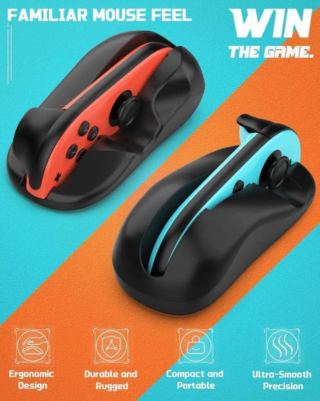 Alt view image 3 of 7 - WERLEO Game Mouse for Nintendo Switch 2 Joy-Con Controller, for Drag x Drive Gaming, Comfort Ergonomic Anti-Slip Hand Grips Kit Accessories for New Gen Switch 2 2025 7.9Inch, 2 Pack Black