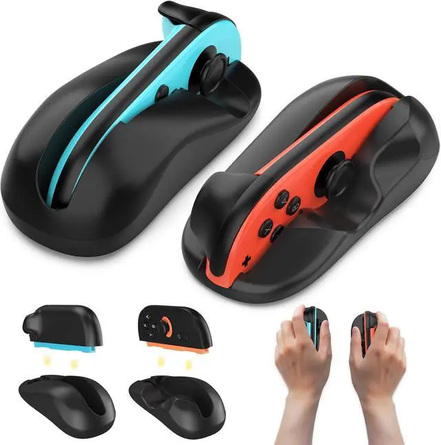 Main image of WERLEO Game Mouse for Nintendo Switch 2 Joy-Con Controller, for Drag x Drive Gaming, Comfort Ergonomic Anti-Slip Hand Grips Kit Accessories for New Gen Switch 2 2025 7.9Inch, 2 Pack Black
