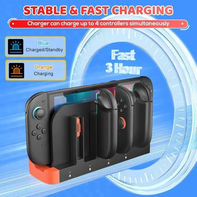 Alt view image 3 of 7 - WERLEO Switch 2 Controller Charger, [Dual-Direction Charging] Dockable Charging Dock for Nintendo Switch 2- Joycon 2 with LED Indicator, FastMagnetic Charger - NS 2 Charge Dock