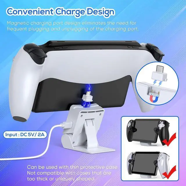 Alt view image 6 of 7 - WERLEO Magnetic Portable Charging Stand for PlayStation Portal, Case-Friendly Charging Dock Station for PS Portal with USB-C Cable, Folding Charger for PS5 Portal Handheld PS Remote Player Accessories