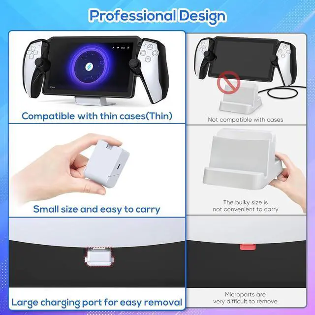 Alt view image 2 of 7 - WERLEO Magnetic Portable Charging Stand for PlayStation Portal, Case-Friendly Charging Dock Station for PS Portal with USB-C Cable, Folding Charger for PS5 Portal Handheld PS Remote Player Accessories