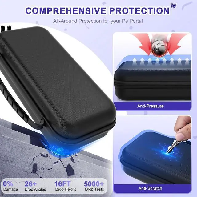 Alt view image 2 of 7 - WERLEO Accessories Kit for PlayStation Portal, Carrying Case Bundle and Magnetic Portable Charger for PS5 Portal with Protective Case, 2 Screen Protectors, 8 Thumb Grips