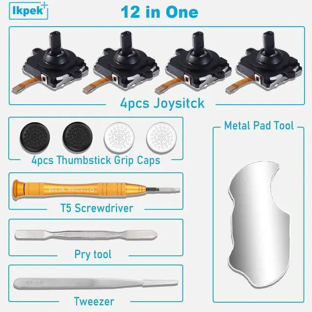 Alt view image 6 of 6 - WERLEO 4 Pack Joystick Replacement Kit for Meta Quest 3 Controller (12 in one), Repair Kit for Oculus Quest 3Controller, Include 4 Joysticks, 4 Thumbstick Grips, T5 Screwdriver, Tweezer, Pry Tool