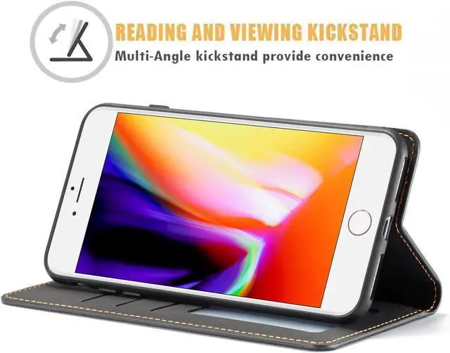 Alt view image 3 of 6 - WERLEO Case for iPhone SE 2022 5G/SE 2020/8/7, Premium PU Leather Cover TPU Bumper with Card Holder Kickstand Magnetic Adsorption Flip Wallet Case