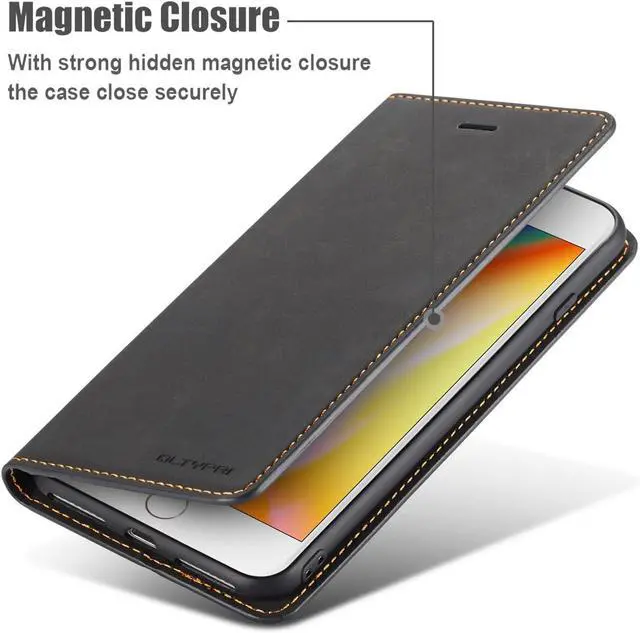 Alt view image 4 of 6 - WERLEO Case for iPhone SE 2022 5G/SE 2020/8/7, Premium PU Leather Cover TPU Bumper with Card Holder Kickstand Magnetic Adsorption Flip Wallet Case