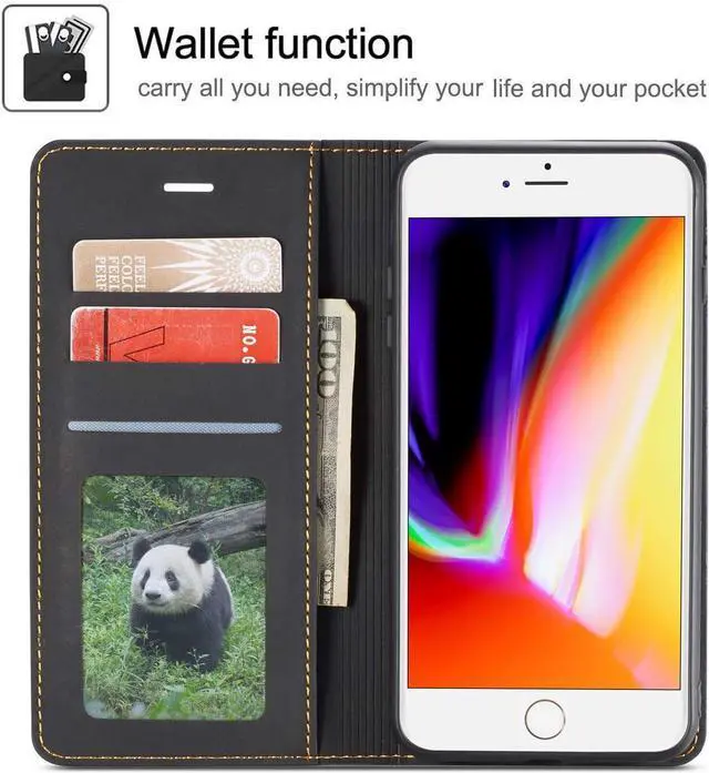 Alt view image 2 of 6 - WERLEO Case for iPhone SE 2022 5G/SE 2020/8/7, Premium PU Leather Cover TPU Bumper with Card Holder Kickstand Magnetic Adsorption Flip Wallet Case
