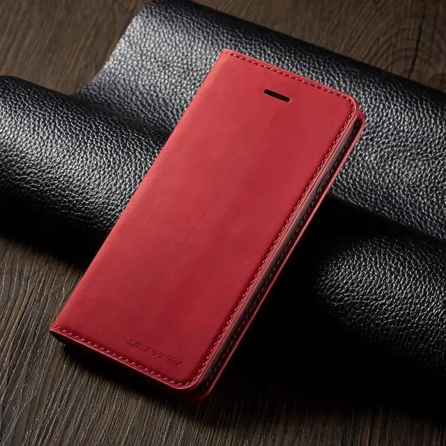 Alt view image 6 of 6 - WERLEO Case for iPhone SE 2022 5G/SE 2020/8/7, Premium PU Leather Cover TPU Bumper with Card Holder Kickstand Magnetic Adsorption Flip Wallet Case Red