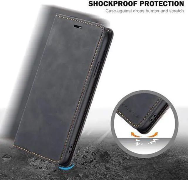 Alt view image 5 of 7 - WERLEO for iPhone 16e Case, Premium PU Leather Cover TPU Bumper with Card Holder Kickstand Hidden Magnetic Adsorption Shockproof Flip Wallet Cover