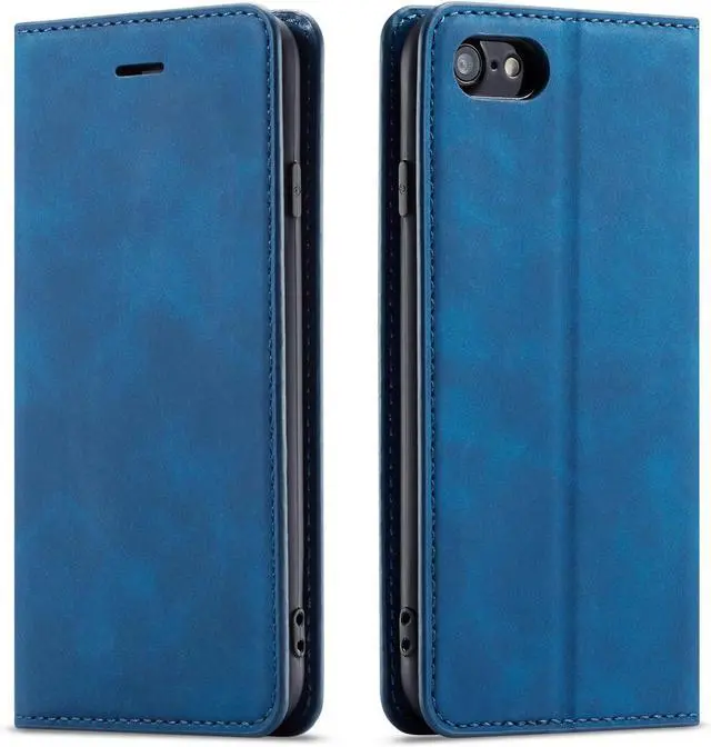 Main image of WERLEO for iPhone 16e Case, Premium PU Leather Cover TPU Bumper with Card Holder Kickstand Hidden Magnetic Adsorption Shockproof Flip Wallet Cover Blue