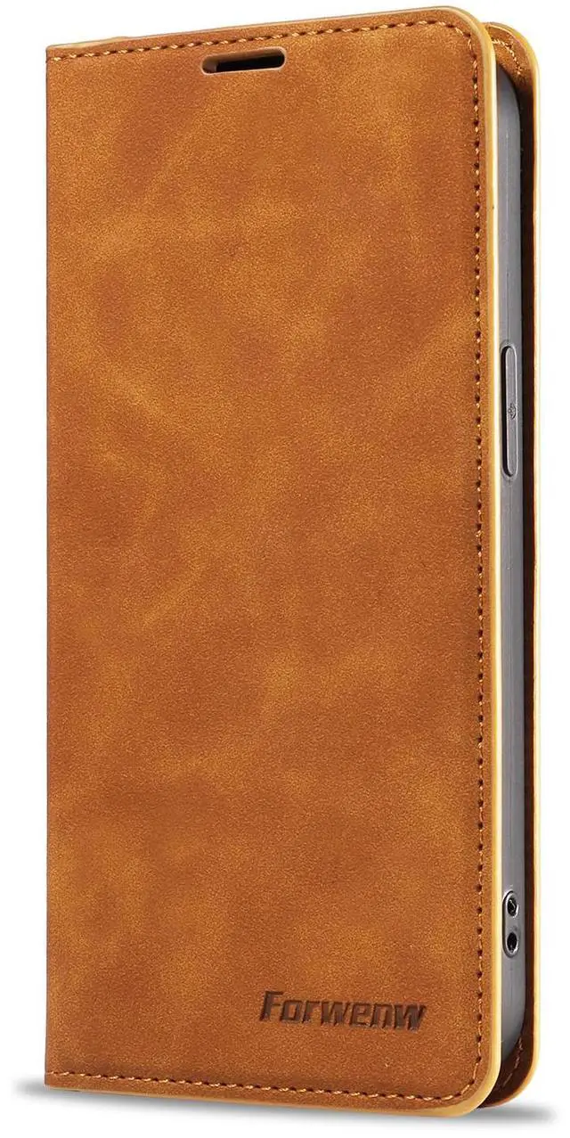 Alt view image 5 of 7 - WERLEO for iPhone 16e Case, Premium PU Leather Cover TPU Bumper with Card Holder Kickstand Hidden Magnetic Adsorption Shockproof Flip Wallet Cover Brown