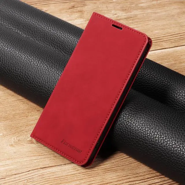 Alt view image 6 of 7 - WERLEO for iPhone 16e Case, Premium PU Leather Cover TPU Bumper with Card Holder Kickstand Hidden Magnetic Adsorption Shockproof Flip Wallet Cover Red