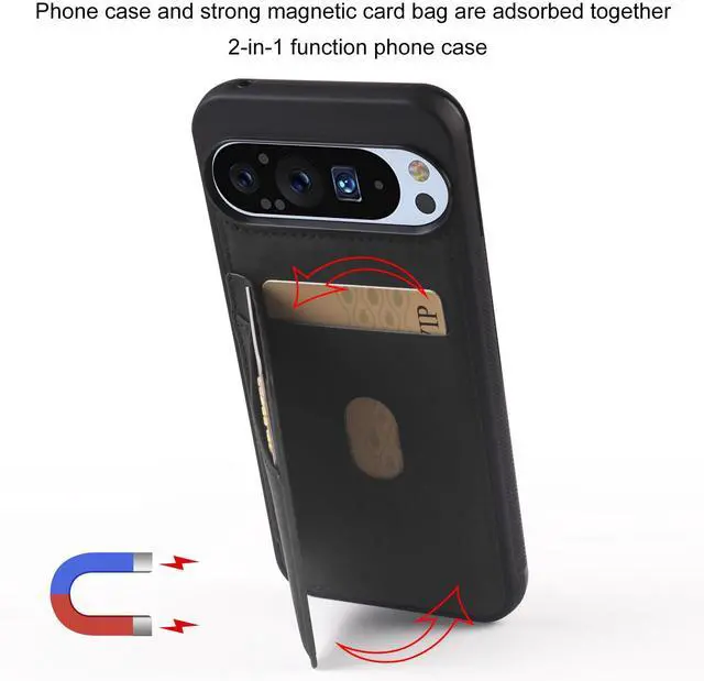 Alt view image 4 of 7 - WERLEO Case for Google Pixel 8 Pro Premium PU Leather Phone Cover with Card Holder Kickstand Magnetic Shockproof Flip Wallet Cover