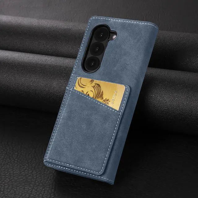 Alt view image 5 of 6 - WERLEO Case for Samsung Galaxy Z Fold 5 5G, Premium PU Leather Phone Cover with Card Holder, S Pen Holder, Stand, Shockproof Flip Wallet Cover Blue