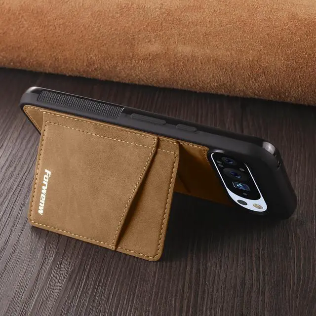 Alt view image 7 of 7 - WERLEO Case for Google Pixel 9A 5G Premium PU Leather Phone Cover with Card Holder Kickstand Magnetic Shockproof Flip Wallet Cover Brown