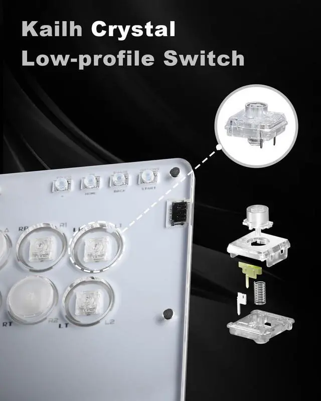 Alt view image 5 of 7 - WERLEO Haute42 Leverless Controller for Arcade Gaming: T16 Crystal Series - Acrylic Sandwich Artwork Template -16 Key Crystal Low-profile Switches - RGB - Arcade Controller for PC/PS4/PS3/Switch