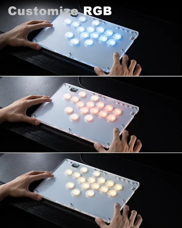 Alt view image 4 of 7 - WERLEO Haute42 Leverless Controller for Arcade Gaming: T16 Crystal Series - Acrylic Sandwich Artwork Template -16 Key Crystal Low-profile Switches - RGB - Arcade Controller for PC/PS4/PS3/Switch