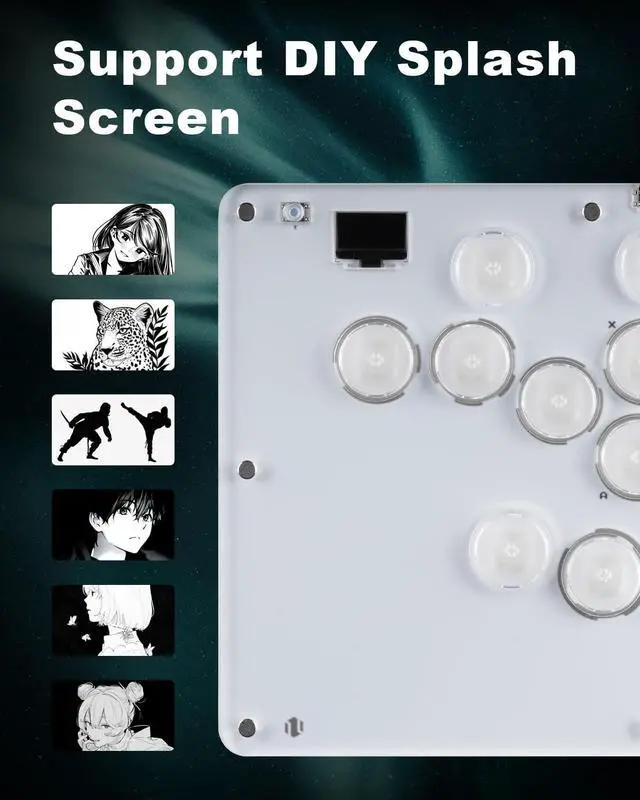 Alt view image 4 of 7 - WERLEO Leverless Controller Arcade Stick CosmoxGaming T16-C: Leverless Arcade Stick with Turbo,Leverless Controller for PC/PS3/PS4/Switch Game,Crystal Low-Profile Switch Arcade Stick Support Hot Swap