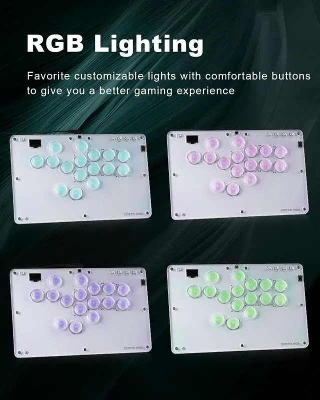 Alt view image 3 of 7 - WERLEO Leverless Controller Arcade Stick CosmoxGaming T16-C: Leverless Arcade Stick with Turbo,Leverless Controller for PC/PS3/PS4/Switch Game,Crystal Low-Profile Switch Arcade Stick Support Hot Swap