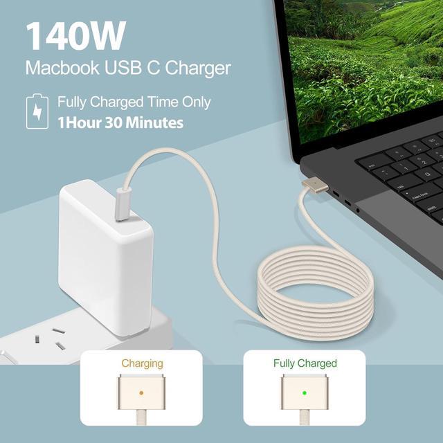 Alt view image 5 of 5 - 140W USB C to Magnetic 3 Safe Charging Cable (2 M/6.6 ft) for M4 MacBook Air Pro Charger, Magnetic Charger Cord for MacBook Pro (16"/14"2024/2023/2021), Air (15"/13"M4 2025, M3 2024, M2 2023, M2 2022)