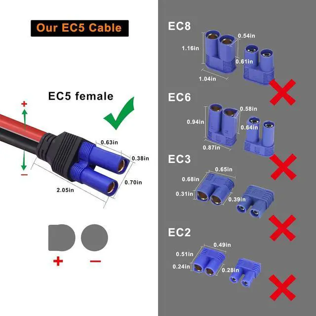 Alt view image 2 of 7 - WERLEO EC5 Jump Starter Cable with Battery Clamps - 12V Replacement Alligator Clips to EC5 Connector Car Jumper Cable for Emergency Portable Car Jump Start Battery Booster Cable 10AWG Silicone Wire