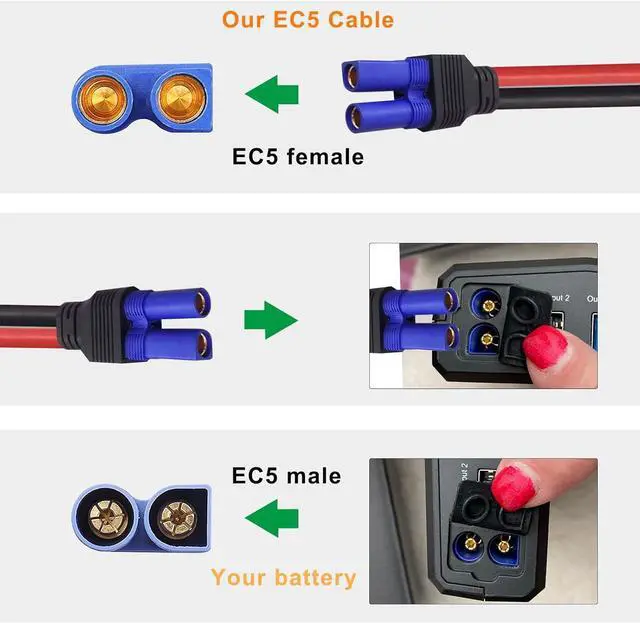 Alt view image 3 of 7 - WERLEO EC5 Jump Starter Cable with Battery Clamps - 12V Replacement Alligator Clips to EC5 Connector Car Jumper Cable for Emergency Portable Car Jump Start Battery Booster Cable 10AWG Silicone Wire