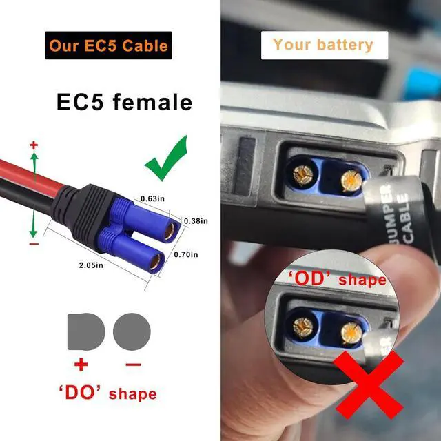 Alt view image 4 of 7 - WERLEO EC5 Jump Starter Cable with Battery Clamps - 12V Replacement Alligator Clips to EC5 Connector Car Jumper Cable for Emergency Portable Car Jump Start Battery Booster Cable 10AWG Silicone Wire