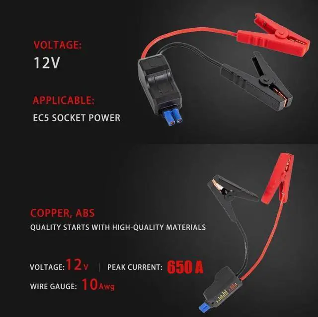 Alt view image 5 of 7 - WERLEO EC5 Heavy Duty Jump Starter Replacement Cables with Battery Clamps-EC5 Connector Car Jumper Cable Booster Jumper Cables 12V Car Battery Booster Jumper Emergency Cable-Car Jump Starter Battery C