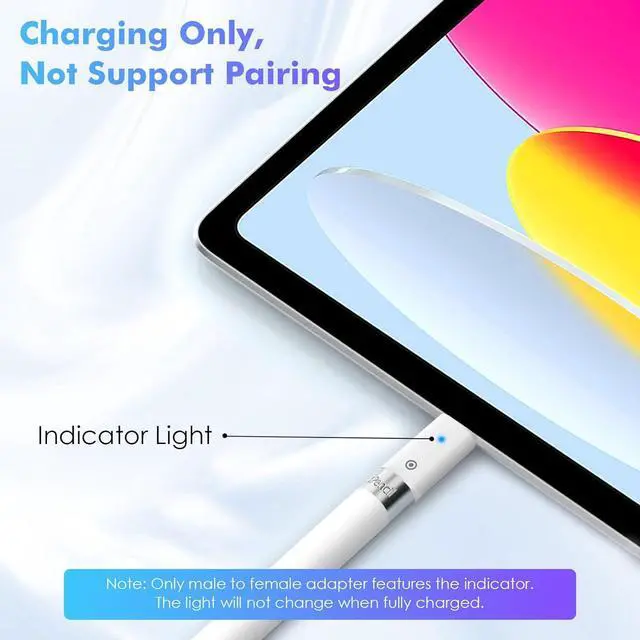 Alt view image 4 of 7 - WERLEO 2 Pack Charging Adapter for Apple Pencil 1, USB-C to Apple Pencil Adapter + Female to Female Charger Connector, USB-C ChargerAdapter for iPad 10, No Bluetooth Pairing Only Charging, White