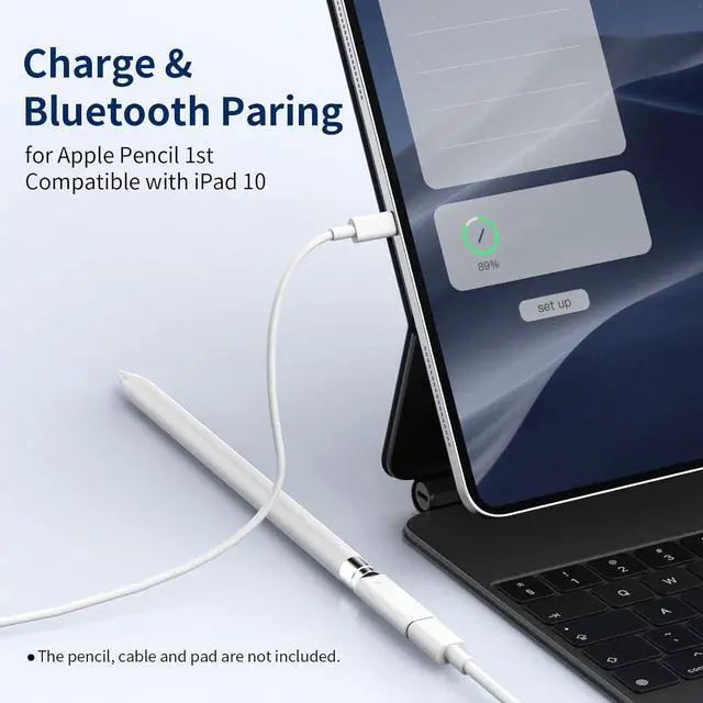 Alt view image 5 of 7 - WERLEO 3-Pack USB C to Pencil 1st Gen Adapter Type C Female for Lightning Female Adapter for iPad 10 + iPencil Stylus Nib Tip for Apple Pencil + Magnetic Top Cover Replacement Cap for Apple Pen 1 Gene