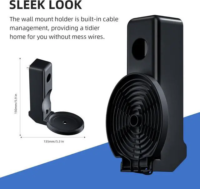 Alt view image 4 of 7 - Wall Mount Stand for Echo Spot 2024, Outlet Hanger Stand with Built-in Cable Management, Hide Messy Wires Wall Holder, Space Saving Holder for Echo Spot,No Screws and Drill Needed