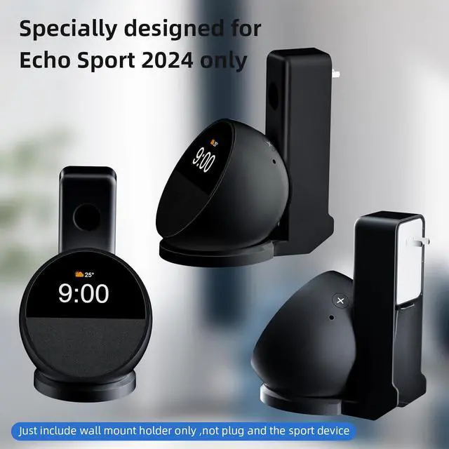 Alt view image 2 of 7 - Wall Mount Stand for Echo Spot 2024, Outlet Hanger Stand with Built-in Cable Management, Hide Messy Wires Wall Holder, Space Saving Holder for Echo Spot,No Screws and Drill Needed