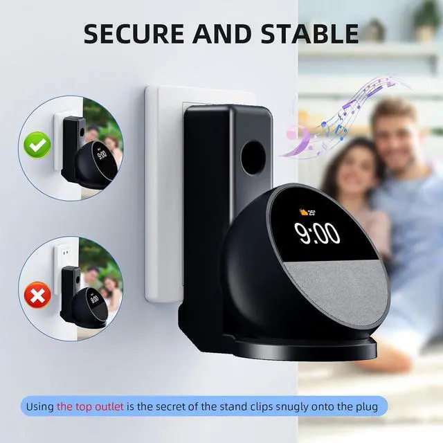 Alt view image 5 of 7 - Wall Mount Stand for Echo Spot 2024, Outlet Hanger Stand with Built-in Cable Management, Hide Messy Wires Wall Holder, Space Saving Holder for Echo Spot,No Screws and Drill Needed