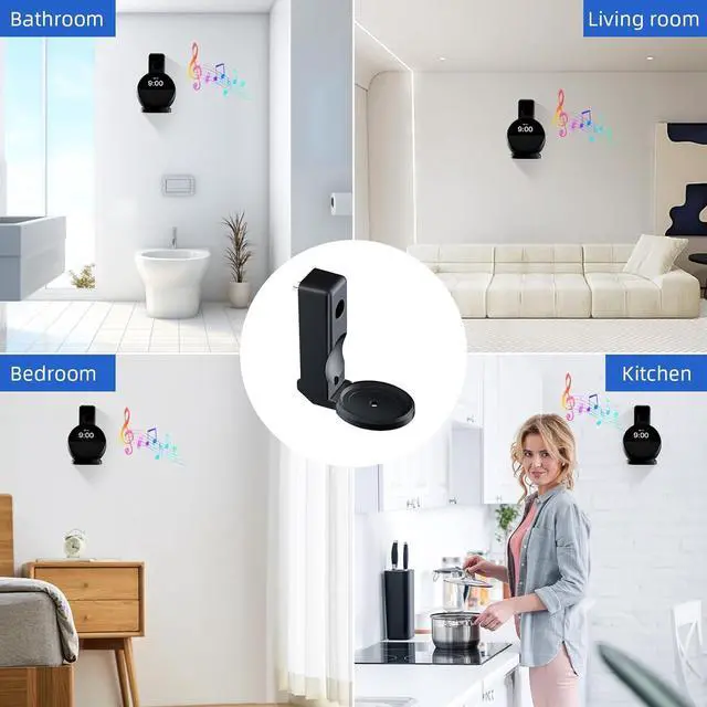 Alt view image 7 of 7 - Wall Mount Stand for Echo Spot 2024, Outlet Hanger Stand with Built-in Cable Management, Hide Messy Wires Wall Holder, Space Saving Holder for Echo Spot,No Screws and Drill Needed