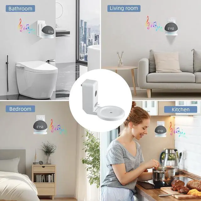 Alt view image 7 of 7 - WERLEO Wall Mount Holder for Echo Dot 5th 4th Generation, Outlet Hanger Stand with Built-in Cable Management,Hide Messy Wires Wall Mount, Space Saving Holder for Echo Dot Kids 5th 4th Gen